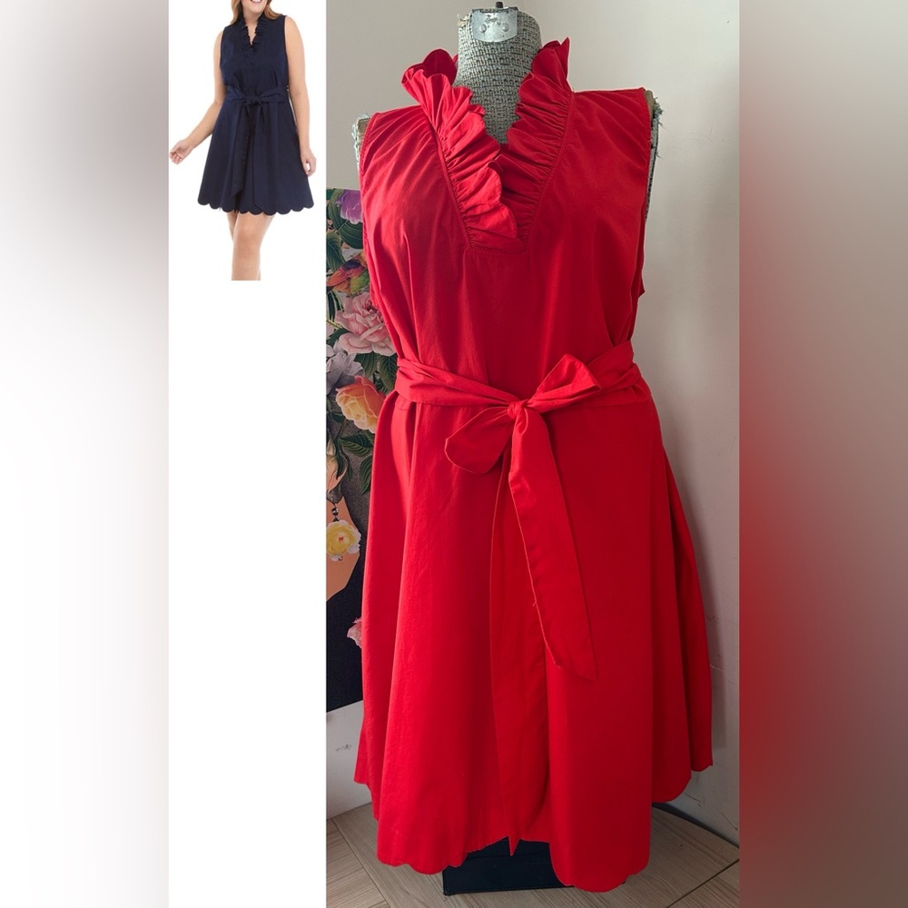 NWT CROWN & IVY RUFFLED COLLAR, SCALLOPED HEM. FLATTERING SILHOUETTE, ELEGANT 2X